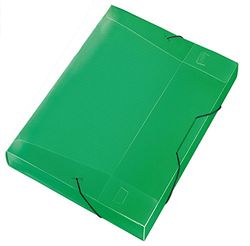 VELOFLEX 4443240 - Verzameldoos Crystal, DIN A4, transparante PP-folie, met elastiek, documentenbox, schriftdoos, groen