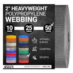 Strapworks Zwaargewicht polypropyleen singels - Heavy Duty Poly Omsnoering voor Outdoor DIY Gear Reparatie, 5 Inch x 50 Yards - Houtskool