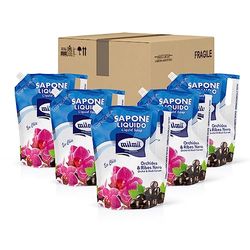 Milmil Eco Chic Płynne Mydło, Zapach Orchidea i Czarna Porzeczka, Koperta Rozmiar Ładowania, Mydło Ręce, Twarz i ciało, Testowane dermatologicznie - 5 x 900 ML