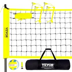 VEVOR Professionele volleybalnetset, met bal en draagtas en opvouwbare afbakeningslijn, stalen palen, in hoogte verstelbaar, draagbaar, voor strand, tuin en buiten