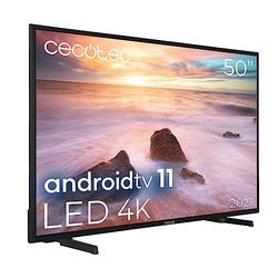 Cecotec TV LED 50" Smart TV Serie A2 ALU20050. 4K UHD, Android 11, Design Senza Cornice, MEMC, Dolby Vision e Dolby Atmos, HDR10, 2 Altoparlanti da 10W, Modello 2023