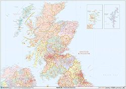 Skottland - postnummer distrikt väggkarta-papper