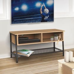 Barkan Tv-kast, lowboard voor tv, 100 cm lang, televisietafel met breed metalen rek, 2 open vakken, 40 x 100 x 50 cm, woonkamer, stalen frame, voor televisies 32, 43, 55, 65, 75, 80 inch