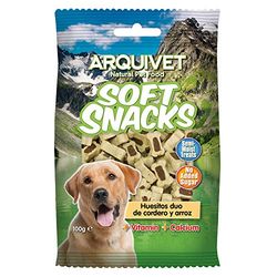 ARQUIVET Soft Snacks ossi duo agnello e riso - 100 g- Snack per cani a forma di osso piccoli - Snack per cani - Alimento complementare
