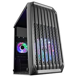 Mars Gaming MC-S2, Case PC Ultracompacte Micro-ATX, Front Grille, 2x FRGB Fans, Full Side Window Gaming Case, Ondersteunt Vloeistofkoeling tot 240mm, Zwart