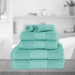 Brentfords Luxury 100% Cotton Bath Sheet Bathroom Absorbent Bordered Extra Large Jumbo Towel Quick Dry, 90 x 150cm - Aqua