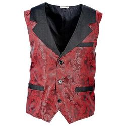 Widmann - Men's Jacquard Retro Wine Red Waistcoat for Carnival, Theme Party