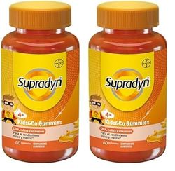 Supradyn Junior Gummies Multivitaminas para Niños con Vitaminas, Omega 3, Coenzima Q10 y Colina, 60 Gummies (Paquete de 2)