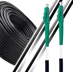 Elfcam® -60m Cordon Fibre Optique pour Extérieur LC/APC vers LC/APC OS2 Simplex Monomode Diamètre de câble 5,0mm, 60 Mètres
