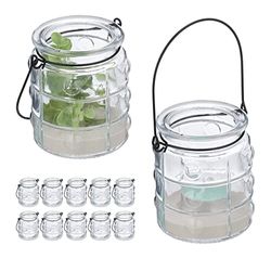 Relaxdays Candle Lanterns, Clear/Black, 9 x 7.5 cm