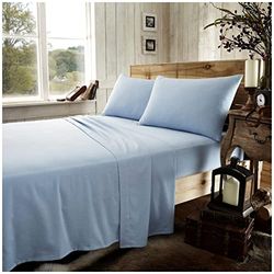 GC GAVENO CAVAILIA Funda de edredón de Franela teñida de fácil Cuidado, súper Suave, cómoda y cálida, de algodón, sábana Bajera Azul, sábana Bajera Ajustable Individual