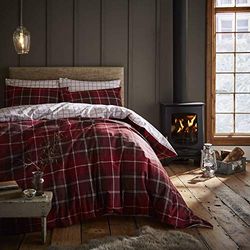 Catherine Lansfield Tartan Check Red nórdico fronha de almofada 180 x 220 + 50x125 cm