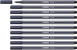 STABILO Feutre dessin Pen 68 - Lot x 10 feutres de coloriage pointe moyenne - Bleu Gris Foncé (68/98)