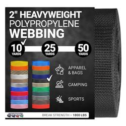 Strapworks Zwaargewicht polypropyleen singels - Heavy Duty Poly Omsnoering voor Outdoor DIY Gear Reparatie, 2 Inch x 10 Yards - Zwart