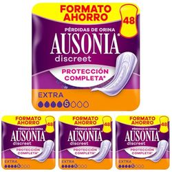 Ausonia Discreet Extra, 48 Compresas Incontinencia Mujer para Pérdidas de Orina, Protección Completa, Discreción Increíble (Paquete de 4)