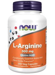 Now Foods, L-Arginina, 500 mg, 250 cápsulas veganas, aminoácidos