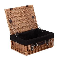 Red Hamper 36cm Double Steamed Picnic Wicker Basket with Black Lining