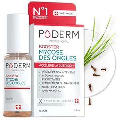 PODERM - MYCOSE ONGLES BOOSTER DE TRAITEMENT pour mycose difficile à traiter | Divise par 2 la durée du Traitement | Soin professionnel pied/main | Facile & rapide | Swiss Made incolore