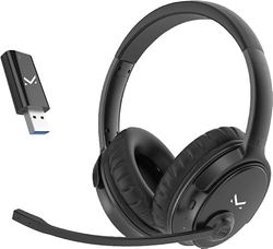Majestic CRA 701M BT – Cuffie stereo Bluetooth a bassa latenza con trasmettitore USB, asta microfono orientabile, diametro 40mm, batteria ricaricabile, cavo USB incluso, Nero