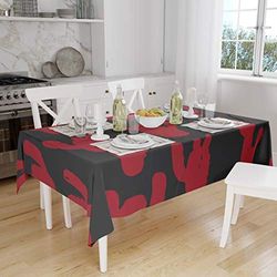 Bonamaison, Anti-moisissure, Séchage Rapide, Résistant aux Taches, Lavable en Machine, 100% Polyester Nappe de Table, Rouge Noir, 140 x 160 Cm - Conçu et Fabriqué en Turquie