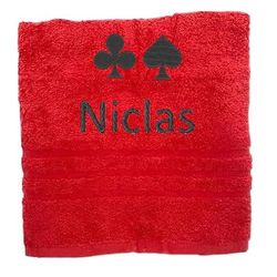 Asciugamano personalizzato con nome splendidamente ricamato Asciugamano da bagno Asciugamano in cotone 100% Asciugamano da bagno con nome (100 x 50 cm, Poker)