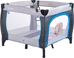CARETERO - Parque para bebés - parque para bebés com rede respirável - parque para bebés com porta com fecho de correr - parque para crianças - com bolsa de transporte - 83 x 83 x 71 cm - cinzento