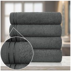 GC GAVENO CAVAILIA Large Towels Bath Sheet-Highly Absorbent Egyptian Cotton Towel Set-4 Pack Extra Soft Large Bath Towel Charcoal-Quick Dry Bath Sheets-500 GSM Washable Towels, 75X135 Cm, 705802