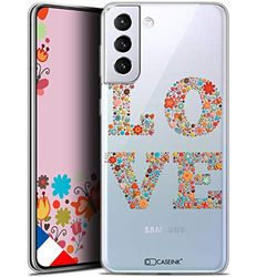 Caseink Fodral för Samsung Galaxy S21 Plus (6.7) [HD [gel tryckt i Frankrike Summer Design Love Flowers" kollektion - mjuk - ultratunn]