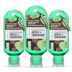 Palm Safe Apple and Cinnamon 3 Pack 60ml Anti Bacterial Premium Hand Sanitiser Travel Size Refillable Clip Bottle Quick Drying Non Sticky Extra Moisturising Kills 99.9% of Viruses and Bacteria
