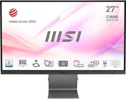 MSI Modern MD271UL 27'' Monitor, 4K UHD (3840 x 2160), 60Hz, IPS, 4ms, Adaptive-Sync, 2x HDMI 2.0b, DP1.2a, USB Type-C, DCI-P3 99% / sRGB139%, EyesErgo, Anti-Glare, Anti-Flicker, Less Blue light, TÜV