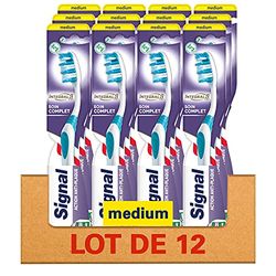 SIGNAL Brosse à Dents x12 Medium, Integral 8 Soin Complet, Pour une hygiène Bucco-dentaire en profondeur, Recyclable(lot de 12)
