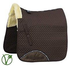 Rhinegold Unisex's 455-C-BRN/NAT Luxe Fur Dressage Saddle Cloth, Brown/Natural, Cob