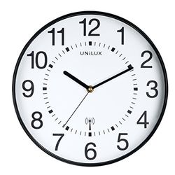 Unilux - Orologio radio da parete radio Wave, 30 cm, orologio radiocontrollato con quadrante moderno, regolazione automatica dell'ora e regolazione dell'ora estiva e invernale