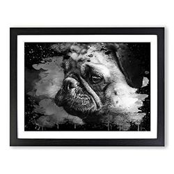 Pug Dog No.2 Modern CB Framed Wall Art Print, Ready to Hang Picture for Living Room Bedroom Home Office Décor, Black A4 (34 x 25 cm)