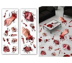 FIESTAS GUIRCA | 2 Fogli Adesivi Organi Amputati (25x70 cm) - Decorazione per Pareti, Porte e Finestre per Halloween e Feste di Terrore - Ideale per Celebrazioni ed Eventi - Multicolore