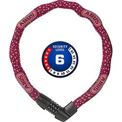 ABUS Lucchetto a catena Tresor 1385/75 Cherry Heart - lucchetto combinazione in acciaio temprato quadrata spessa 6 mm livello di sicurezza 75 cm rosso