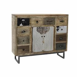 Credenza DKD Home Decor Pelle ottone legno di mango (108 x 31 x 91 cm)