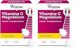 Vitavea - Complément Alimentaire Vitamine C + Magnésium - Duo Tonus - Triple action - Energie, Immunité, Détente - 28 comprimés à croquer - Goût cerise - Cure de 28 jours - Fabriqué en France