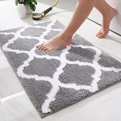 OLANLY Tapis de Salle de Bain Doux et Absorbant en Microfibre - Antidérapant - Lavage en Machine - pour Sol de Salle de Bain, Baignoire et Douche - 76,2 x 50,8 cm - Gris