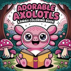 Adorable Axolotls: Kawaii Coloring Book for All Ages Featuring Cute and Whimsical Axolotl Illustrations with Easy and Relaxing Designs
