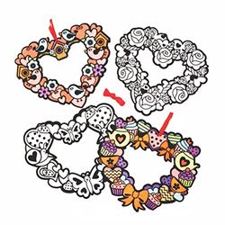Baker Ross AX724 guirlanda de Corazón Para Colorear - Paquete de 10, decoraciones artísticas para niños, manualidades festivas para colorear y exhibir