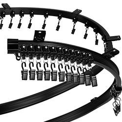 Curved Ceiling Curtain Rail Bracket for Bunk Bed Bay Window Flexible Straight Room Divider (Black, 2m/6.6m)