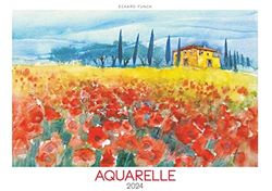 Aquarelle 2024 Picture Calendar 48.5 x 34 cm Unique Watercolour Art Painting Art Calendar Wall Calendar Wall Planner Alpha Edition