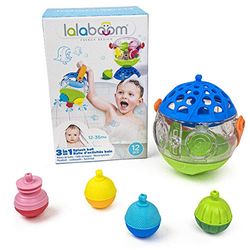 Lalaboom - 3-in-1 Infant Activity Bath toy and Ball - Montessori Education Shapes and Colors and Construction Game and Learning Toy for Baby and Child from 12 Months to 4 Years Old - BL510, 12 Pieces