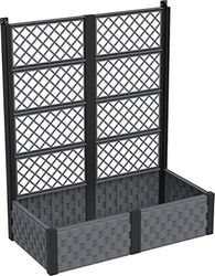 Duramax Jardinière surélevée rectangulaire avec treillis, idéale pour l'intérieur et l'extérieur, extensible désign, pour planter des herbes, des fleurs et des légumes, capacité de 12L, Gris
