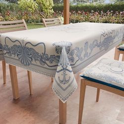 PETTI Artigiani Italiani - Rectangular Stain-resistant Tablecloth Kitchen Table Cover with Anchor Design X18 Places (140 x 360 cm) 100% Made in Italy