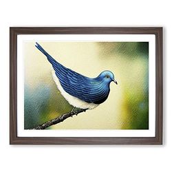 Dove Bird In Watercolour Vol.5 H1022 Framed Print for Living Room Bedroom Home Office Décor, Wall Art Picture Ready to Hang, Walnut A3 Frame (46 x 34 cm)