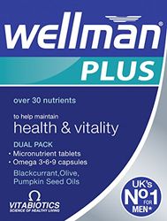 Wellman Plus Vitamins. UK's No.1 for Men. Comprehensive Multivitamin formula with Vitamin D, Omega 3-6-9 and Micronutrients. By Vitabiotics