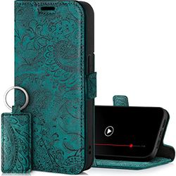 SURAZO Leather Wallet Mobile Phone Case Compatible with iPhone 14 Pro Max - Flip & Fold Smartphone Case with Stand, RFID Blocker, Magnet Closure, 3 Slots for Bank Cards - Handcrafted European Leather