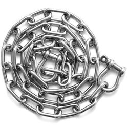 VEVOR Bootankerketting, 6,35 mm x 1,2 m BS ankerketting, 316 marine-grade roestvrij staal, ankerketting met dubbele ring-sluitring-schakels voor plafond, werkt met verschillende ankers